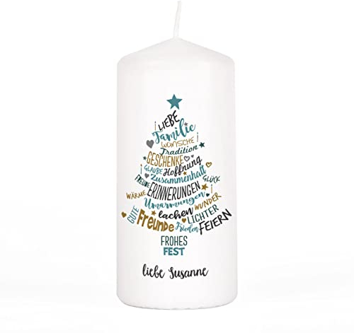 Herz & Heim® Festliche Stumpenkerze zu Weihnachten oder für den Advent/verschiedene Motive/personalisiert Wünsche zum Advent