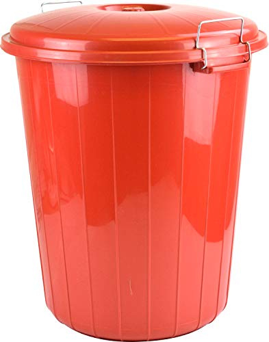 Sterling Ventures 35L Garden Waste Rubbish Dust Bin with Locking Lid (Red)