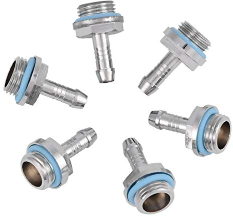 ASHATA 6 PCS PC Wasserkühlung Two-Touch-Anschluss G1/4-Gewindeanschluss für Röhrchen für Computer(7,5 mm)