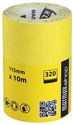 KLINGSPOR (Germany) 115mm x 10m Aluminium Oxide Sandpaper Roll + Gift (Grit, 320)