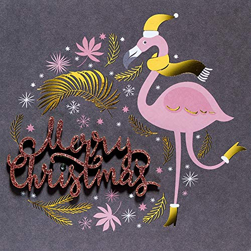 Perleberg hochwertige Weihnachtskarten - Flamingo-Motiv - Liebevoll gestaltete Weihnachtspostkarte inklusive Umschlag - Kunstvolle Grußkarte für Weihnachten in 10,5 x 14,5 cm
