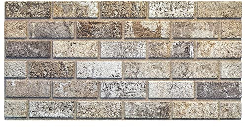 IZODEKOR 1-Pc 3D Brick Effect Wall Panels - Outdoor Wall Cladding, Decorative Wall Panels for Living Room, Balcony, Terrace, Office, Faux Brick, 50x100 cm | Beige Dream 1902