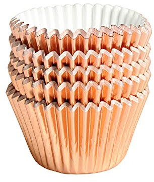 Rose Gold Foil Muffin Cupcake Liners case Baking Cups,Foil Cupcake Liners Standard Baking Cups Pack of 100 …