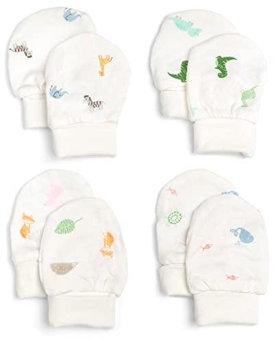 4 Pairs of Bamboo Anti-Scratch Mittens in Gift Box - Baby Essentials for Newborn - Baby Shower Gifts and Newborn Essentials - Baby Mittens 0-3 Months