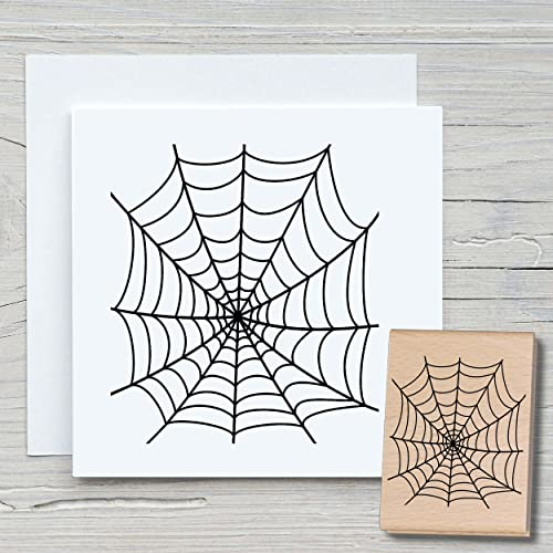 NEWSTAMPS Stempel Spinnennetz Motivstempel groß aus Holz & Gummi zum Karten basteln, Holzstempel, Happy Halloween, Scrapbook, Textilstempel, Deko, Kinder