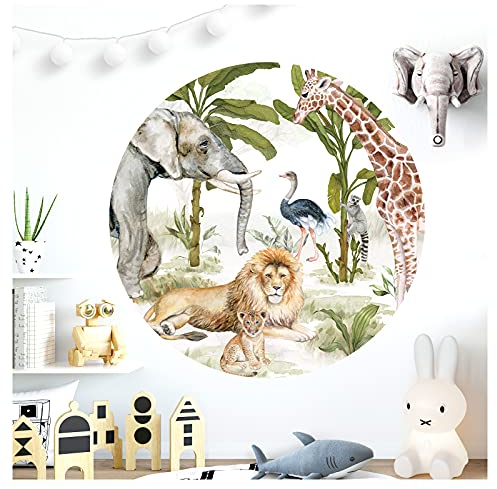 Little Deco Wandtattoo Wandaufkleber Wandsticker Kinderzimmer Tiere Wald Löwe Giraffe Wanddeko Mädchen Junge Spielzimmer Tapete selbstklebend Bild 120 cm DL619