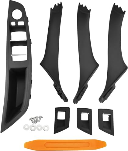 UCkasayfy Türgriff Kit Kompatibel mit BMW 5er F10/F11/F18 2010-2016, Fahrer Seite Fensterschalter Armlehne + Beifahrer Türgriff + Fensterschalter Abdeckung für Linkslenker Schwarz
