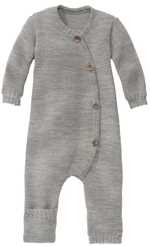 STRICK-OVERALL Baby & Kleinkind - 100% Bio-Merino – atmungsaktiv & bequem - unisex Gr. 50 – 80 - nachhaltig & fair - dehnbar, mit Umklappbündchen - made in Germany | Grau Gr. 50-56