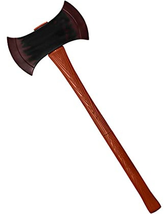 Nicky Bigs Novelties Double-Bladed Bloody Axe Prop 30 Killer Clown Evil Psycho Costume Weapon Fake Plastic Horror Lumberjack Cosplay Accessory for Men and Women
