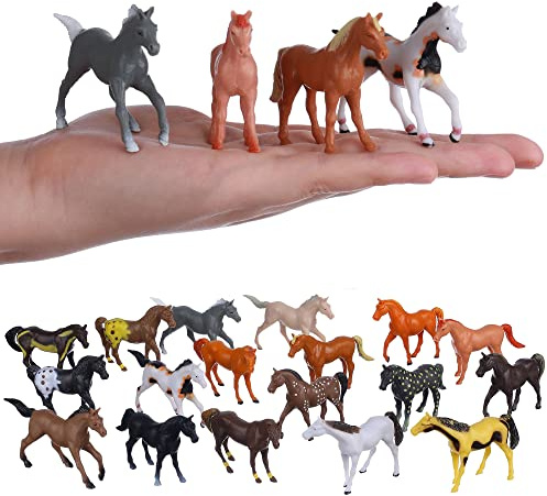 FLORMOON Horse Figures 18PCS Plastic Miniature Animal Toys for Advent Calendar, Science Project, Learning Educational Toys, Cake Topper Birthday for Kids Toddlers