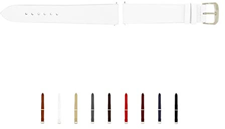 SELVA Uhrenarmband, 14-24 mm, Leder, zum Wechseln, Ersatzarmband für Smartwatch, Made in Germany, Größe:22 mm, Farbe:Weiß mit silberner Schließe