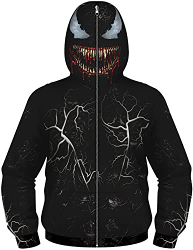TAKUSHI HF Zip Up Boy's 3D Printed Superhero Mask Costume Hoodies Hooded Sweatshirt 7-12Y