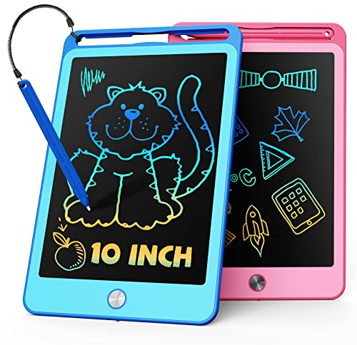 TEKFUN 2 Stück LCD Schreibtafel Spielzeug 10 Zoll für Kinder, Zeichenbrett Maltafel ab 3 4 5 6 7 8 Jahre alt Junge Mädchen, Weihnachten Geschenke für 3-8 Jährige Mädchen Jungen (Blau Rosa)
