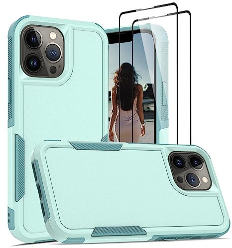 Jeylly Compatible with iPhone 13 Pro Max 6.7 inch, Shockproof Anti Scratch Hard PC Back Soft TPU Bumper Drop Protective Women Men Boys Girls Cover for iPhone 13 Pro Max, Turquoise