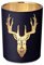 EDZARD Windlicht Lio (Höhe 13 cm, ø 10 cm), außen matt-schwarz/innen Gold mit Hirsch-Motiv