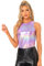 Allegra K Damen Pailletten Oberteil Metallic Glitzer Ärmellos Club Party Camisole Tank-Tops Hell Lila M