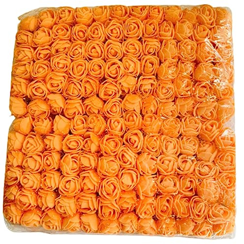 Artificial Flowers Foam Roses Orange Wedding Flowers Fake Flowers Bridal Bouquets Birthday Wedding Party Flower Arrangement DIY Crafts Accessories Home Party Decoration 144 pcs 5 Pack
