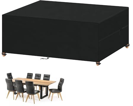 VANSHEIM Housse Protection Mobilier de Jardin Housse Salon de Jardin Exterieur Housse Protection Table Jardin Impermeable Bâche Table Jardin 420D Tissu Oxford Housse de Protection 200x90x75cm