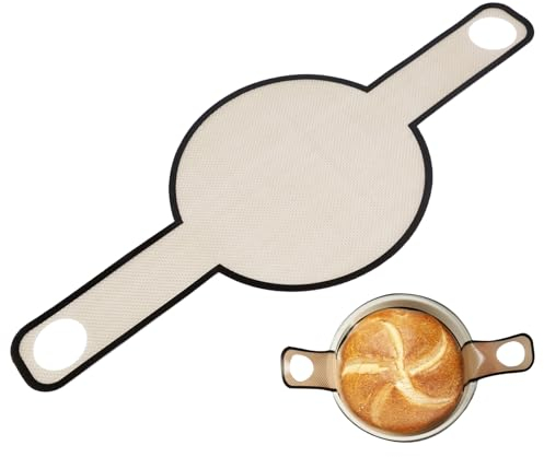 YUNYODA Tapis de cuisson en silicone pour cocotte, tapis de cuisson réutilisable avec poignées extra longues et anti-adhésives pour pâte à biscuits, muffins, transfert et cuisson