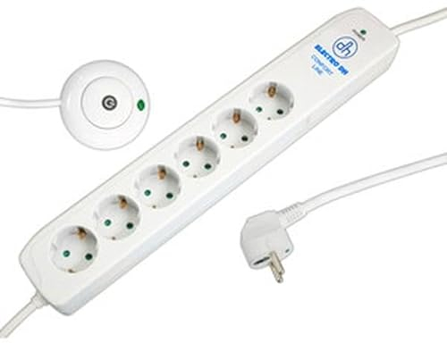 Sockel, 6 Steckdosen mit Fußschalter, Weiß