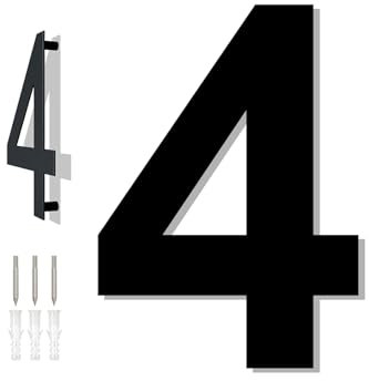 HKFENG 6 inch Large House Numbers Plates for Outside Floating Stainless Steel 304 Home Street Number Sign Door Numbers Screw On Address Door Number for Outside Easy to Install Matte Black