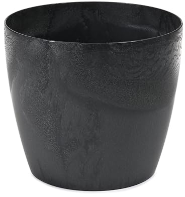 Flower Pots Concrete Effect Plant Pots House plants garden pots flower pot (Concrete Black, 21cm x 18cm)
