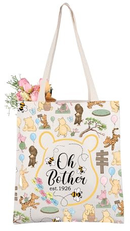 AKTAP Pooh Bear Tragetasche Oh Bother Est 1926 inspirierte Tote Pooh Ferkel Tigger Kaninchen I-Aah Merch Geschenk Freundschaft Umhängetasche, Oh Bother Tragetasche, 14.56 inches (37cm) tall and 12.59