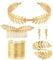 Sprießen 5 Stück Griechische Göttin Kostüm Schmuck Set, Hochzeit Brautschmuck, Oberarmreif, Ohrringe, Lorbeerkranz, Haarspange, Armband Goldene Hochzeit, Boho Blatt Haar Krone Accessories
