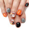 24PCS Short/Long Halloween False Nails - Almond/Coffin/Stiletto Shapes, Black/Red/Pink Press On Nails for Women and Girls (Black6, S)