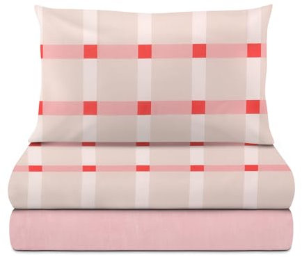 KASANOVA Completo Letto Singolo in Cotone Rosa Rick