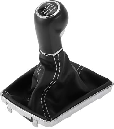 TUCKBOLD Pomo De Palanca De Cambios Manual De 6 Velocidad Con Cubierta para Opel para Astra Iii H | De Caja De Cambios En Plástico Negro Y Blanco Imitación Cuero 1 Pc.