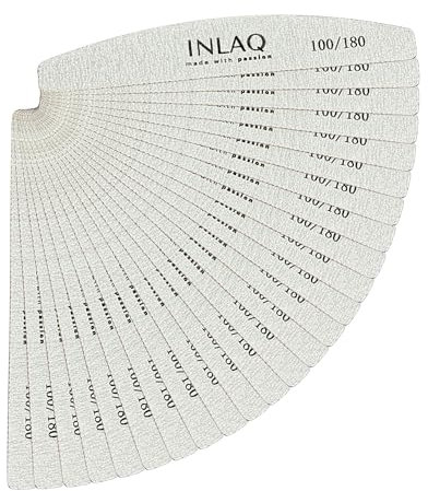 INLAQ® Lime Banane Limes à Ongles Gel Acrylique et Naturels - Incurvée Jetable Résistante et Durable Manucure en Salon et à Domicile Résultats Parfaits - 100/180 Set 25 Pièces