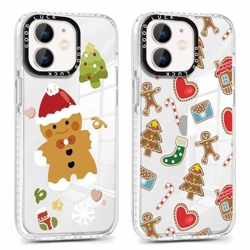 Xylota 2 Stück Weihnachten Handyhülle für iPhone 11 6,1 Hülle, Transparent Christmas Case mit Weihnachts Süß Muster Lebkuchenmann, Durchsichtig Weich Silikon TPU Stoßfeste Frauen Mädchen Schutzhülle