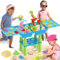deAO Sand-Wasser-Tabelle für Kinder, 3 in 1 Wasserspieltisch für Kinder und Angelspiel, 26 Teiligem Zubehör inkl Sandschaufel, Wasserrad, Spieltisch mit Deckel Sandspielzeug ab 2 3 4 Jahr (Blau)