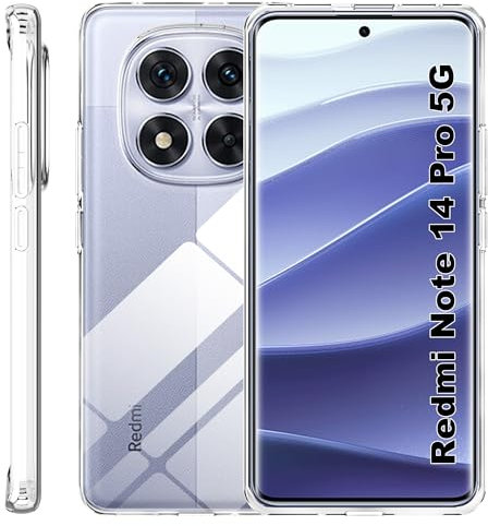 zZjoOoj Custodia in Silicone Trasparente per Xiaomi Redmi Note 14 Pro 5G/ Xiaomi Poco X7 5G, Resistente ai Graffi, Ultra Sottile, in Silicone TPU