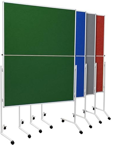 Moderationstafel FOLD - klappbare Metaplanwand mit Filz-Oberfläche - mobil dank Rollen - beidseitig nutzbar - Filz-Moderationswand 120x150 cm - Grün