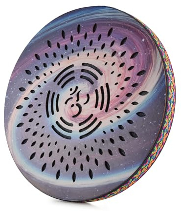 Btuty 12 Inch Ocean Drum Ethnic Percussion Instrument Painted Pattern Birch Wooden Woven Edge for Home Party Supplies Onomatopoeic Music Portable Hand Drum Instrument Relaxing Water Sound