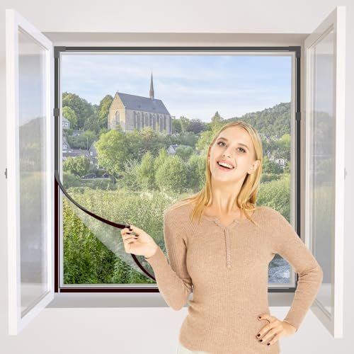 NeatiEase DIY Insektenschutz Magnetfenster,Max 100 x 130 CM,Magnet Rahmen für Fliegengitter Fenster Mückengitter,Fliegenschutz Insektenschutzgewebe Zuschneidbar(Graue Rahmen Weiß Netz)