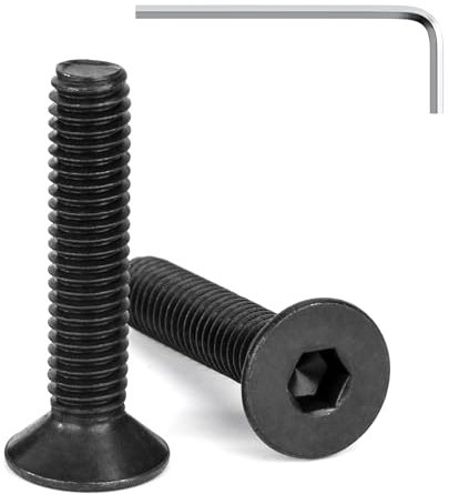 Tunejoy Viti a Testa Svasata M6 x 30 mm Nero Vite a Brugola Bulloni in Acciaio Inox A2 V2A Viti a Testa Piatta Norma DIN 7991 con Chiavi a Esagono Filettatura Completa 20 pezzi