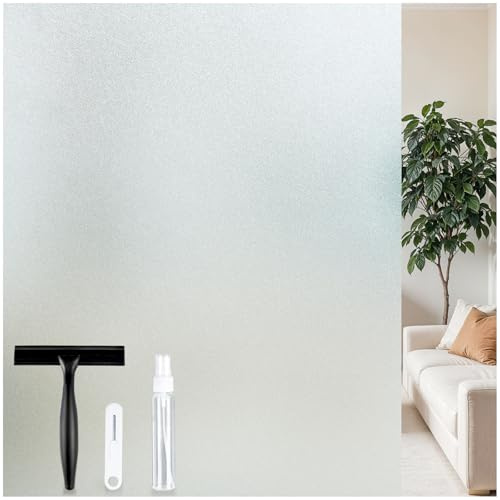 rabbitgoo Fensterfolie Blickdicht Milchglasfolie Sichtschutz 60x200cm | Selbsthaftend mit Montagewerkzeug Statisch Haftung ohne Klebstoff Anti-UV Matt für Zuhause Büro Badezimmer Küche und Türen