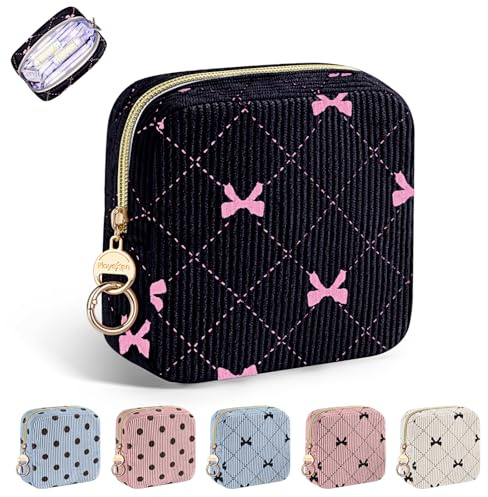 Playexen Binden Tasche für Binde und Tampons Aufbewahrung Hygienebeutel für Damenbinden Slipeinlagen Aufbewahrungtasche für Unterwegs Perioden Damen Notfalltasche Klein Geschenke für Mädchen(Schwarz)