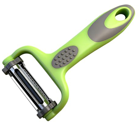 Frutilexia Pelaverdure Multifunzione 3 In 1, Pelapatate Acciaio Inox | Pelapatate Julienne Con Manico Antiscivolo, Pela Verdure, Pelare Per Mele, Carote E Varie Verdure E Frutta, Verde