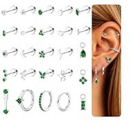 KRFY 25Pcs Helix Piercings Chirurgenstahl Piercing Ohr Ohrringe Damen Gold Silber Medizinische Ohrstecker Knorpel Creolen Ohrringe Set Hypoallergen Ohrpiercing Daith Conch Tragus Piercing -SG