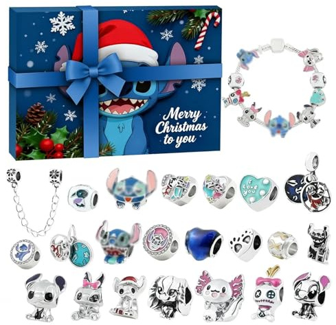 Schmuck Adventskalender 2025 Kinder, Karikatur Charm Armband Kit 24 Tage Weihnachtskalender Geschenk Für Frauen Damen Teenager Mit Schmuck Charm Armbänder, Geschenk Idee（ohne Schleifenband）