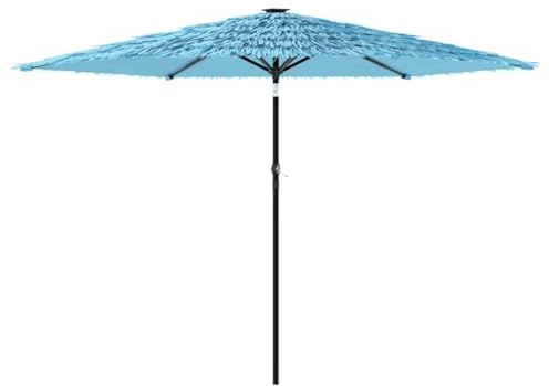 Xhnifbn Parasol bleu - 288 x 288 x 225 cm - Avec mât en acier et toit de paille à 8 couches - En polyester robuste - Protection UV et protection solaire - Pour terrasse, balcon, jardin
