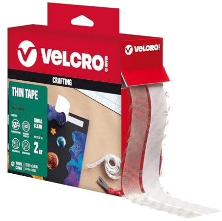 VELCRO Marca | Cinta Adhesiva Transparente y Delgada | Recortable | Fijación Fuerte de Gancho y Bucle | Ideal para Decoración, Hogar, Oficina, Aula y Manualidades | 19 mm x 4,5 m