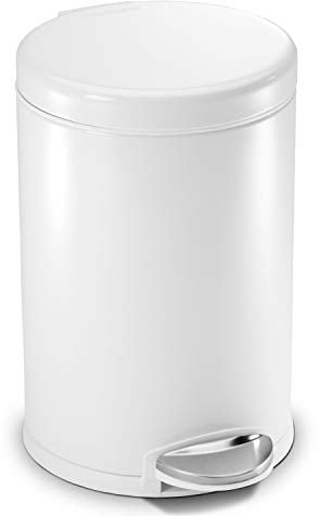 simplehuman CW1853CB cubo redondo con pedal, acero blanco, 4,5 L