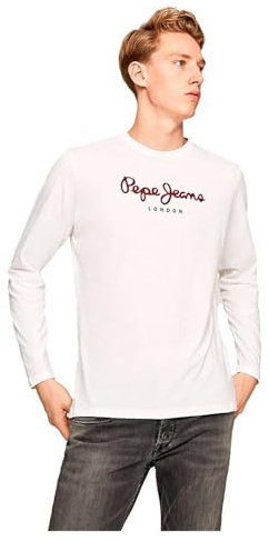 Pepe Jeans Herren Eggo Long T-Shirt, Weiß, L