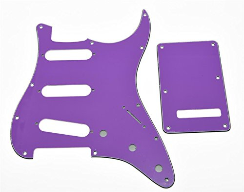 KAISH 11 Hole Strat Style SSS Pickguard ST Back Plate Tremolo Trem Cover for USA/Mexico Stratocaster/Strat Purple 3 Ply