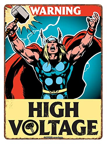 Marvel Thor High Voltage Metallblechschild Tür-Wand-Plaketten Offizielle